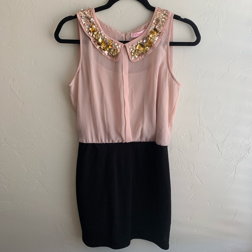 Candie’s Business Casual Pale Pink/Black Dress M